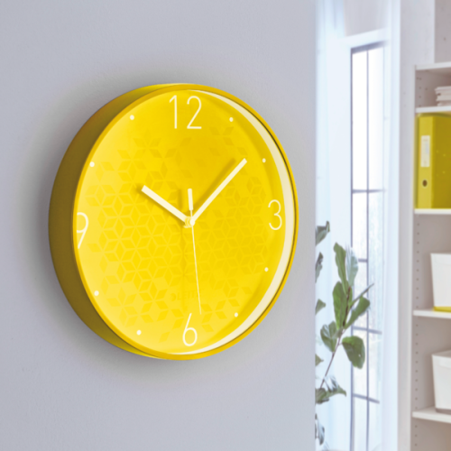 Cichy zegar ścienny Leitz WOW ŻÓŁTY średnica 29 cm WWW.ASAN.COM.PL
