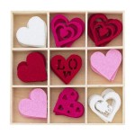 Zestaw filcowych ozdób/zawieszek SERCA komplet 36 sztuk 