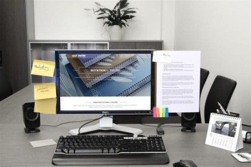 Samoprzylepna listwa na monitor Memo z kolorowymi karteczkami samoprzylepnymi www.asan.com.pl