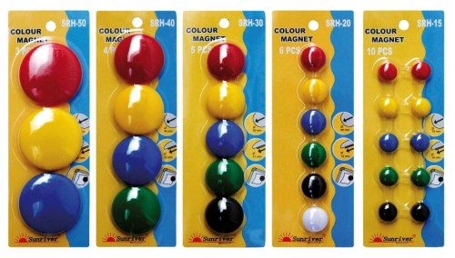 Magnesy do tablic, średnica 20mm MIX kolorów, opk 6szt, Argo - Magnetyczne punkty mocujące www.asan.com.pl