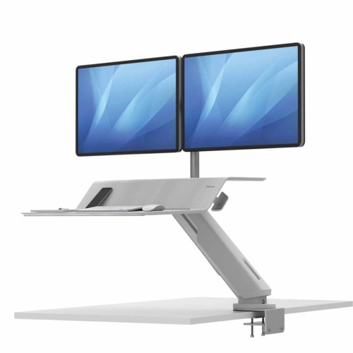 Stanowisko do pracy Sit-Stand Lotus™ RT - białe na 2 monitory www.asan.com.pl