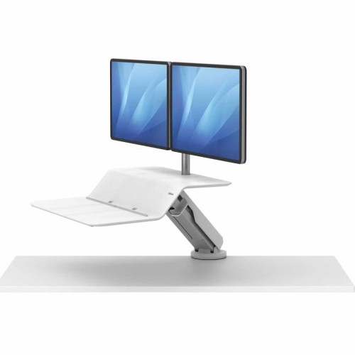 Stanowisko do pracy Sit-Stand Lotus™ RT - białe na 2 monitory www.asan.com.pl
