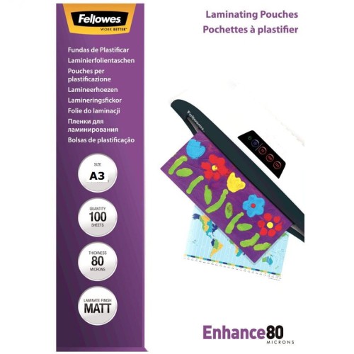 Fellowes Folia do laminowania MATOWA A3 80 mikronów /100szt www.asan.com.pl