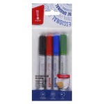 Markery do tablic suchościeralnych MEMOBE, z okrągłą końcówką, 4 kolory (czarny, czerwony, niebieski, zielony)- opakowanie 4 szt