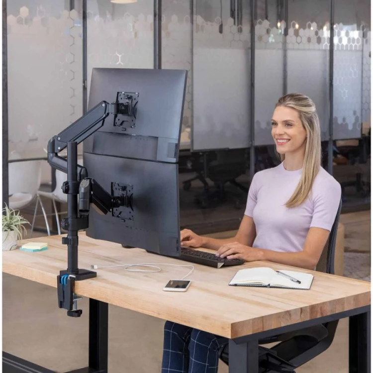 Ramię na 2 monitory Platinum Series - pionowe - CZARNE www.asan.com.pl