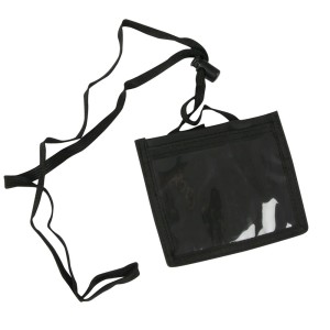 Identyfikator poziomy ze szczeliną na klips z taśmą - O.BADGE HOLDER - 122 x 110 mm - opakowanie 1 sztuka  CZARNY 