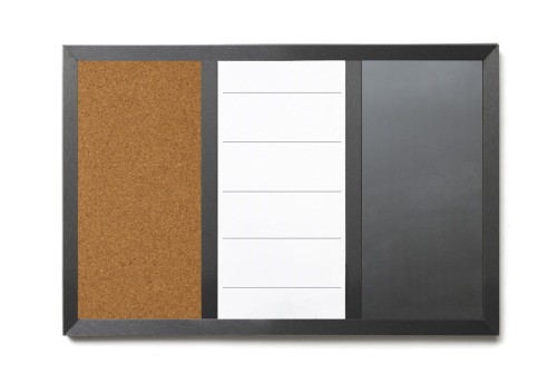 Tablica 3w1 kredowo-magnetyczna, suchościeralna i korkowa w ramie 60x40cm www.asan.com.pl