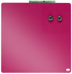 Tabliczka magnetyczna suchościeralna 36x36cm REXEL Różowa + marker suchościeralny GlowWrite, dwa magnesy i  taśma montażowa  