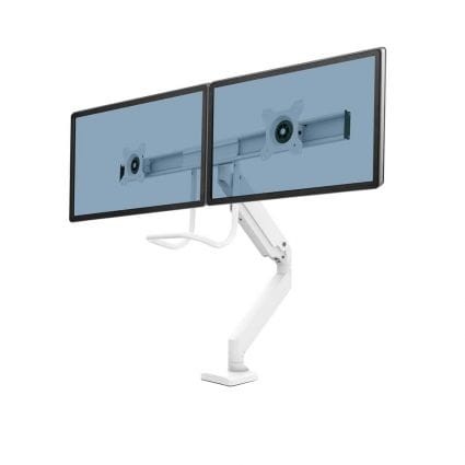 Ramię na 2 monitory Fellowes Eppa z listwą - białe www.asan.com.pl