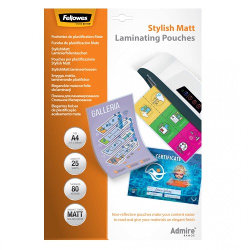 Fellowes Folia do laminowania MATOWA A4 80 mikronów / 25szt www.asan.com.pl