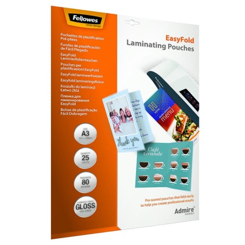 Fellowes Folia do laminowania "Łatwo złóż" A3 80mic/25sztuk  www.asan.com.pl