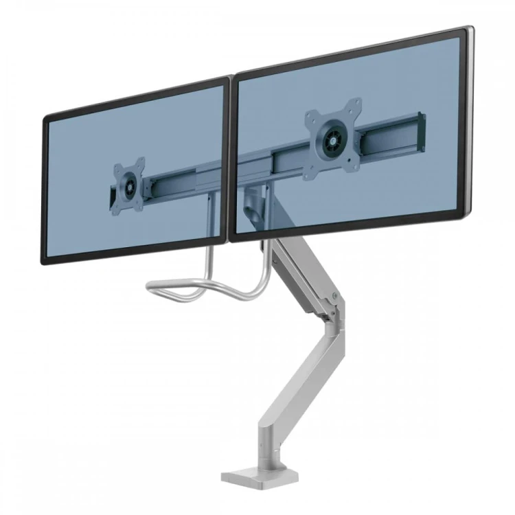 Ramię na 2 monitory Fellowes Eppa z listwą - SREBRNE www.asan.com.pl