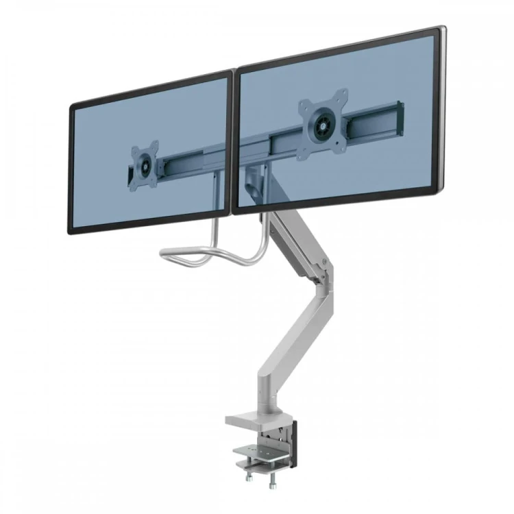 Ramię na 2 monitory Fellowes Eppa z listwą - SREBRNE www.asan.com.pl