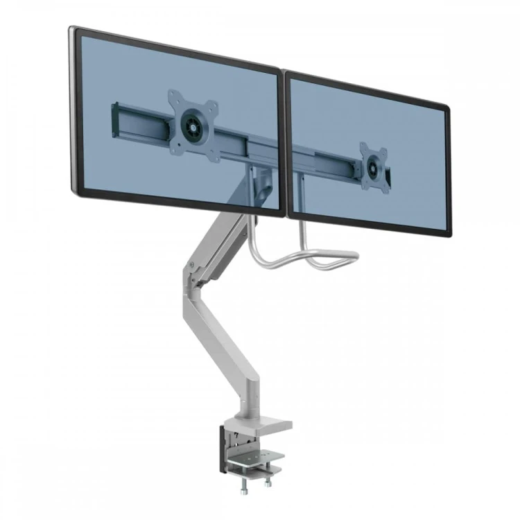 Ramię na 2 monitory Fellowes Eppa z listwą - SREBRNE www.asan.com.pl