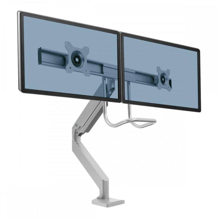 Ramię na 2 monitory Fellowes Eppa z listwą - SREBRNE www.asan.com.pl