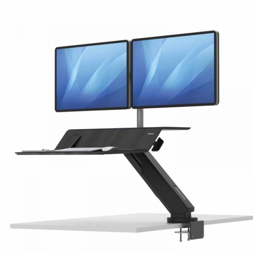Stanowisko do pracy Sit-Stand Lotus RT - czarne na 2 monitory www.asan.com.pl