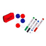 Akcesoria do tablic MemoBe  zestaw: markery 4 kol., gąbka magnetyczna, magnesy f 30 mm 6 szt. 