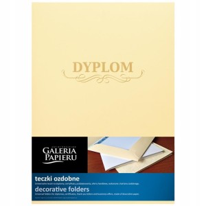 Teczka ozdobna ICELAND KREMOWY z napisem "DYPLOM" - 5szt A4 