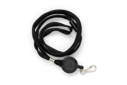 Taśma wypinająca z mechanizmem ściągającym i karabińczykiem CZARNA / opk 10szt  www.asan.com.pl