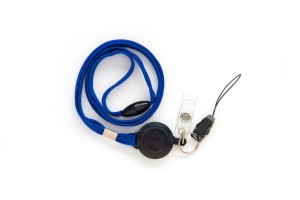 Taśma wypinająca z mechanizmem ściągającym, klipsem i zawieszką NIEBIESKA / opk 10szt   