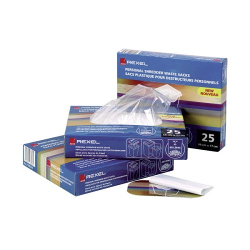 worki Rexel na ścinki do niszczarek z szerokim podajnikiem, pojemność 175 l (100 szt.) www.asan.com.pl
