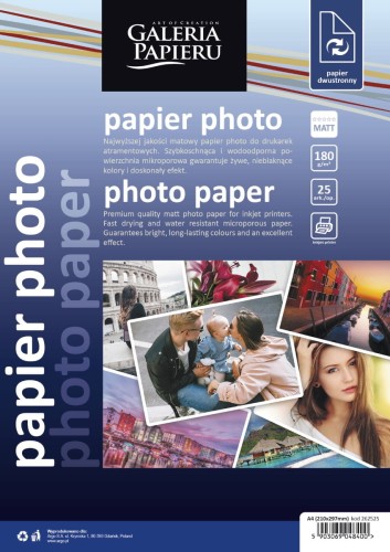 Papier photo matt A4 180 g/m2 - 25 ark fotograficzny 2-stronnie matowy www.asan.com.pl