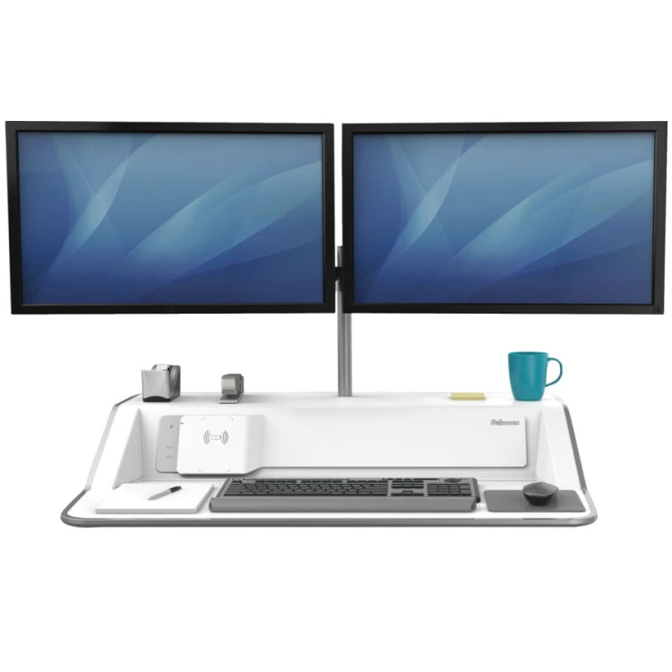 Stanowisko do pracy Fellowes Sit-Stand Lotus DX - białe www.asan.com.pl