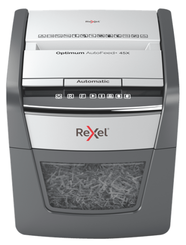 Niszczarka automatyczna Rexel Optimum AutoFeed+ 45X ścinki 4x28mm P-4  www.asan.com.pl