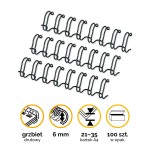 Grzbiety drutowe Fellowes A4  6mm (21-35 kartek) 1/4" skok 3:1 - kolor CZARNY opk 100szt