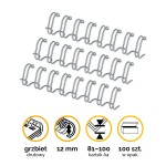 Grzbiety drutowe Fellowes A4 12mm (81-100 kartek)  1/2" skok 3:1 - kolor SREBRNY