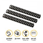 Grzbiety plastikowe do bindowania 32mm (241-280 kartek)  A4/50szt - kolor CZARNY - Fellowes