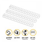 Grzbiety plastikowe do bindowania 51mm (411-510 kartek) A4/50szt - kolor BIAŁY - Fellowes