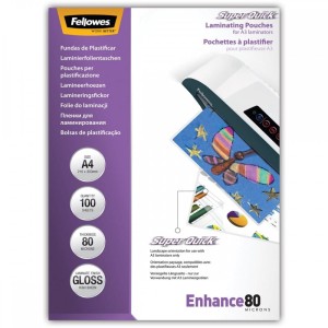 Fellowes Folia do laminowania błyszcząca Super Quick A4  80 mikronów / 100szt