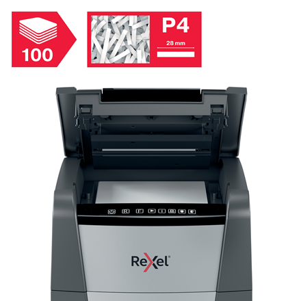 Niszczarka automatyczna Rexel Optimum AutoFeed+ 100X ścinki 4x28mm P-4 www.asan.com.pl