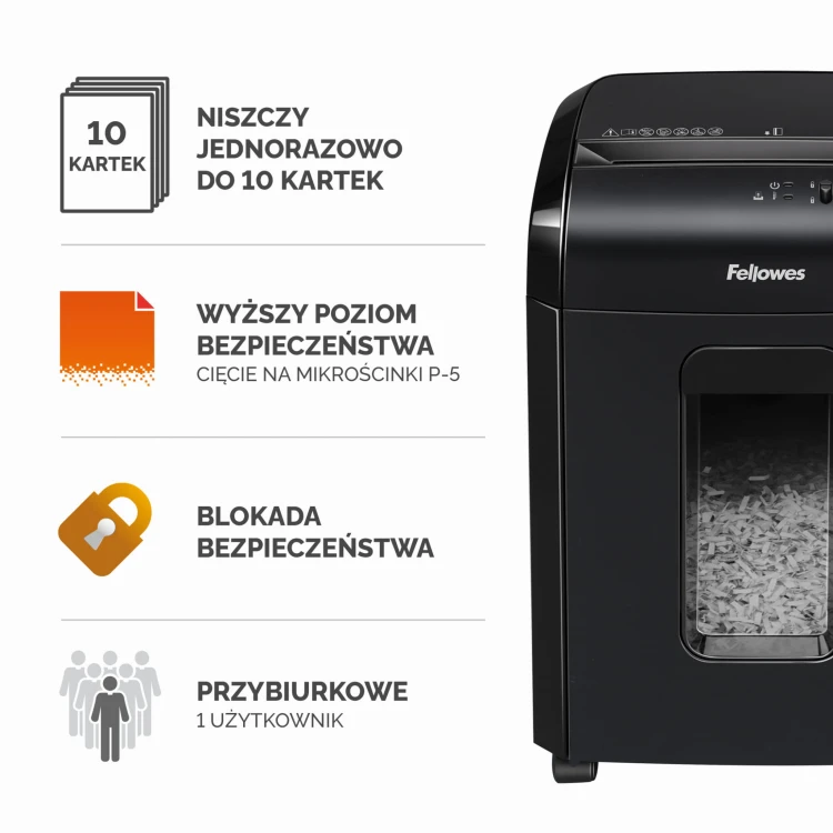Niszczarka Fellowes 10M ścinki 2x12mm www.asan.com.pl