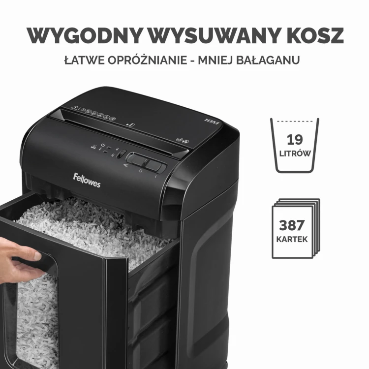 Niszczarka Fellowes 10M ścinki 2x12mm www.asan.com.pl