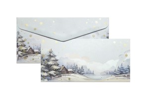 Koperta / koperty ozdobne DL 120g + voucher 21x10,5cm 190g MAGIA ZIMY - 5 kompletów  