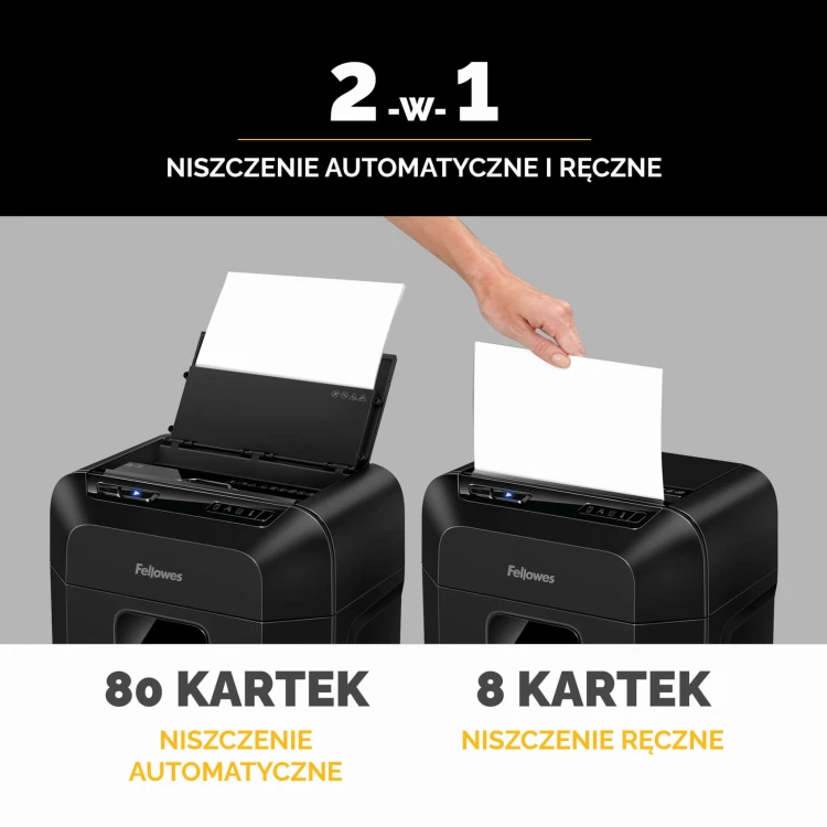 Niszczarka Fellowes AUTOMAX 80M ścinki 4x12mm P-4 www.asan.com.pl