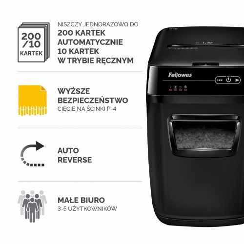 Niszczarka Fellowes AUTOMAX 200C ścinki 4x38mm P-4 www.asan.com.pl