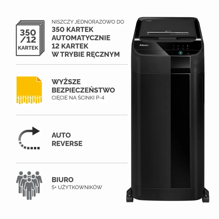 Niszczarka Fellowes AUTOMAX 350C ścinki 4x38mm P-4 www.asan.com.pl