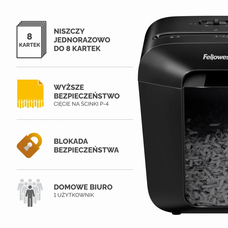 4400501_Niszczarka Fellowes LX45 ścinki 4x37mm P4 www.asan.com.pl