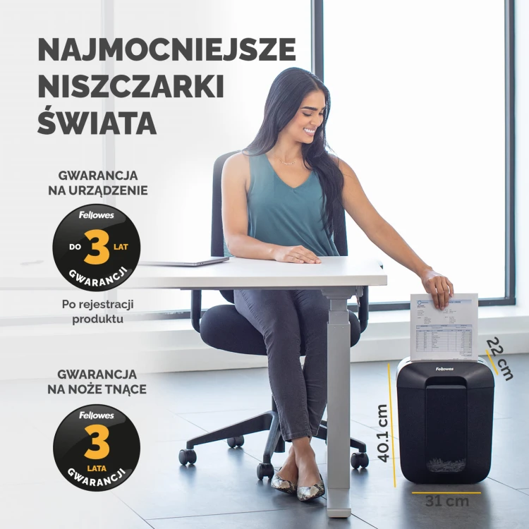 4400501_Niszczarka Fellowes LX45 ścinki 4x37mm P4 www.asan.com.pl