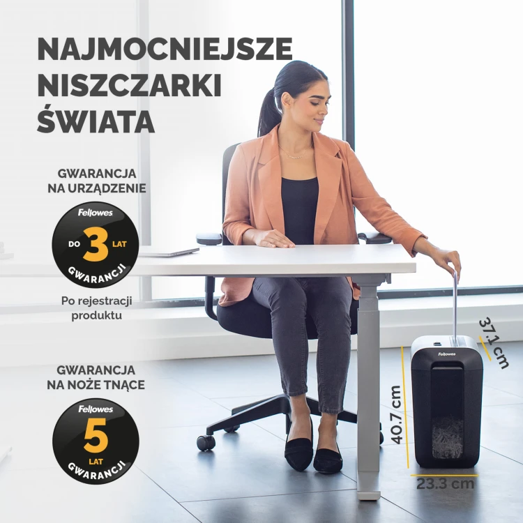 4400701_Niszczarka Fellowes LX65 ścinki 4x40mm P4 do domu lub małego biura www.asan.com.pl