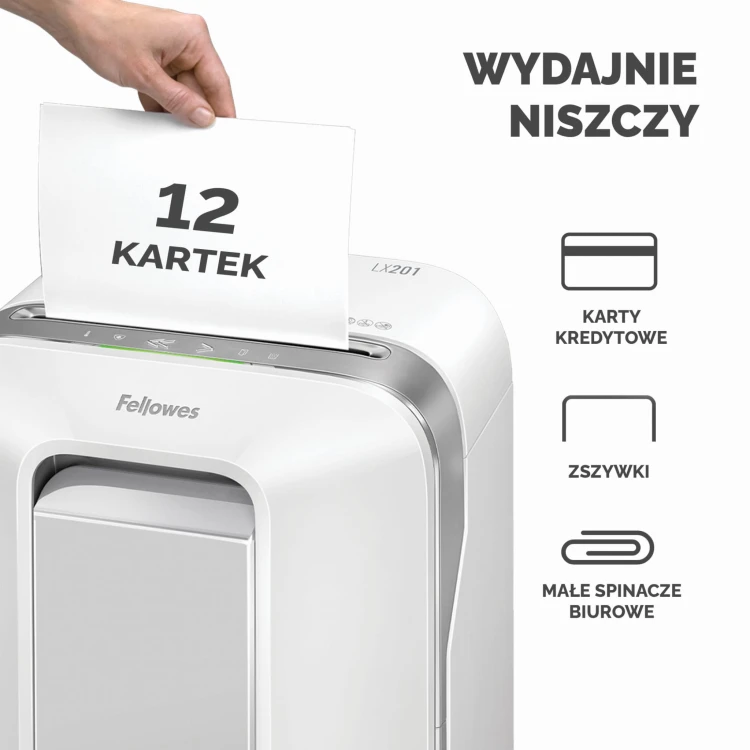 5050101_Niszczarka Fellowes LX201 BIAŁA 5050101B www.asan.com.pl