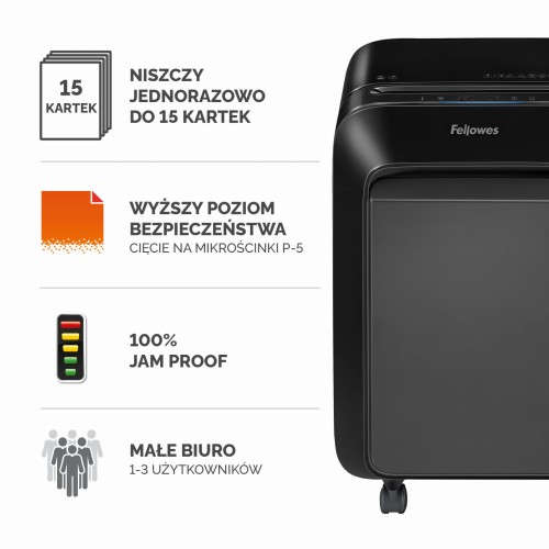5050201_Niszczarka Fellowes LX211 CZARNA ścinki 2x12mm www.asan.com.pl