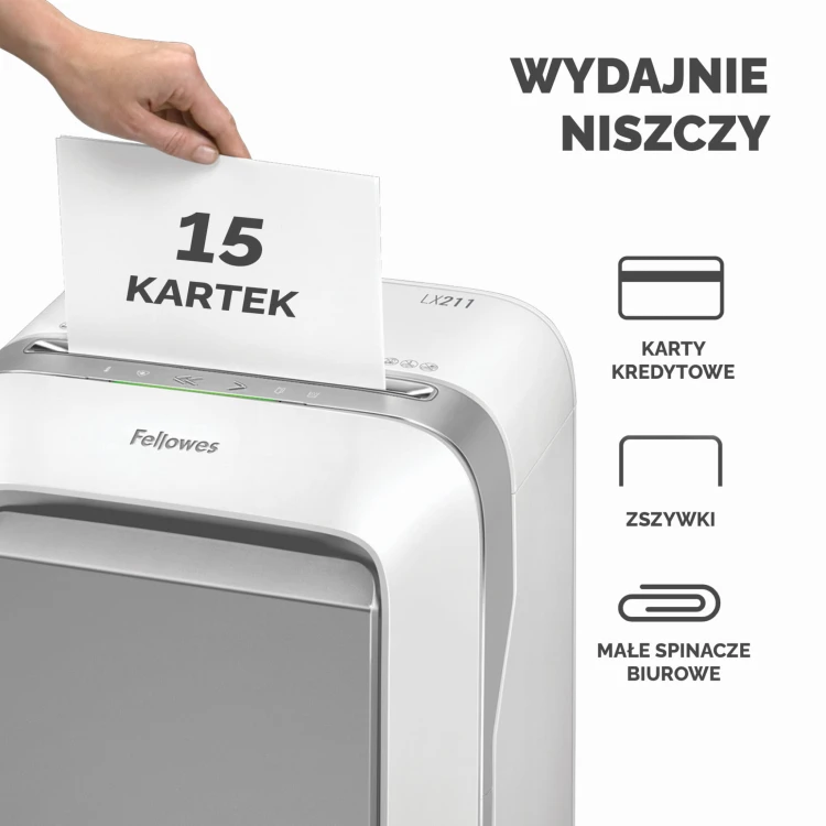 5050301_Niszczarka Fellowes LX211 BIAŁA www.asan.com.pl