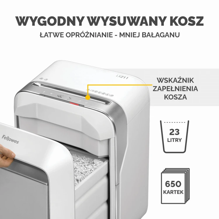 5050301_Niszczarka Fellowes LX211 BIAŁA www.asan.com.pl