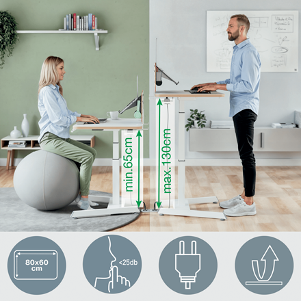 Biurko elektryczne Leitz - małe biurko Leitz Ergo do pracy w pozycji siedzącej i stojącej www.asan.com.pl