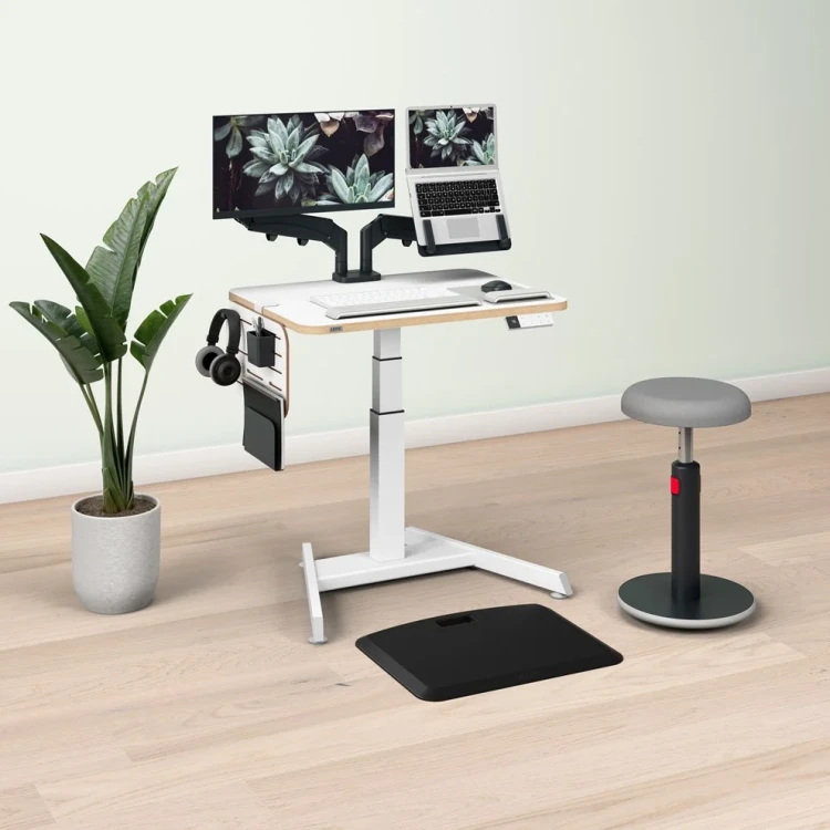 Biurko elektryczne Leitz - małe biurko Leitz Ergo do pracy w pozycji siedzącej i stojącej www.asan.com.pl