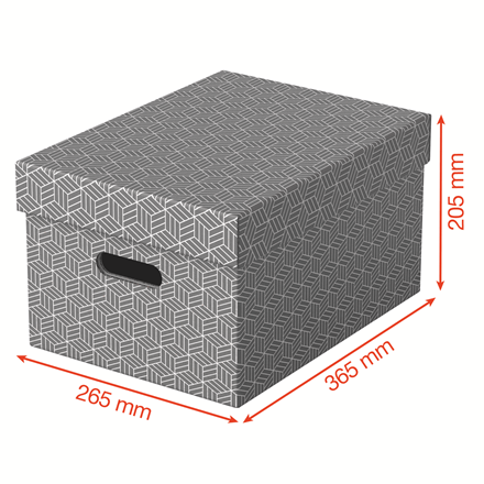 Pudło do przechowywania / pudło prezentowe Esselte Box Home M low szary, 265 x 205 x 365 mm - opakowanie 3 sztuki www.asan.com.pl